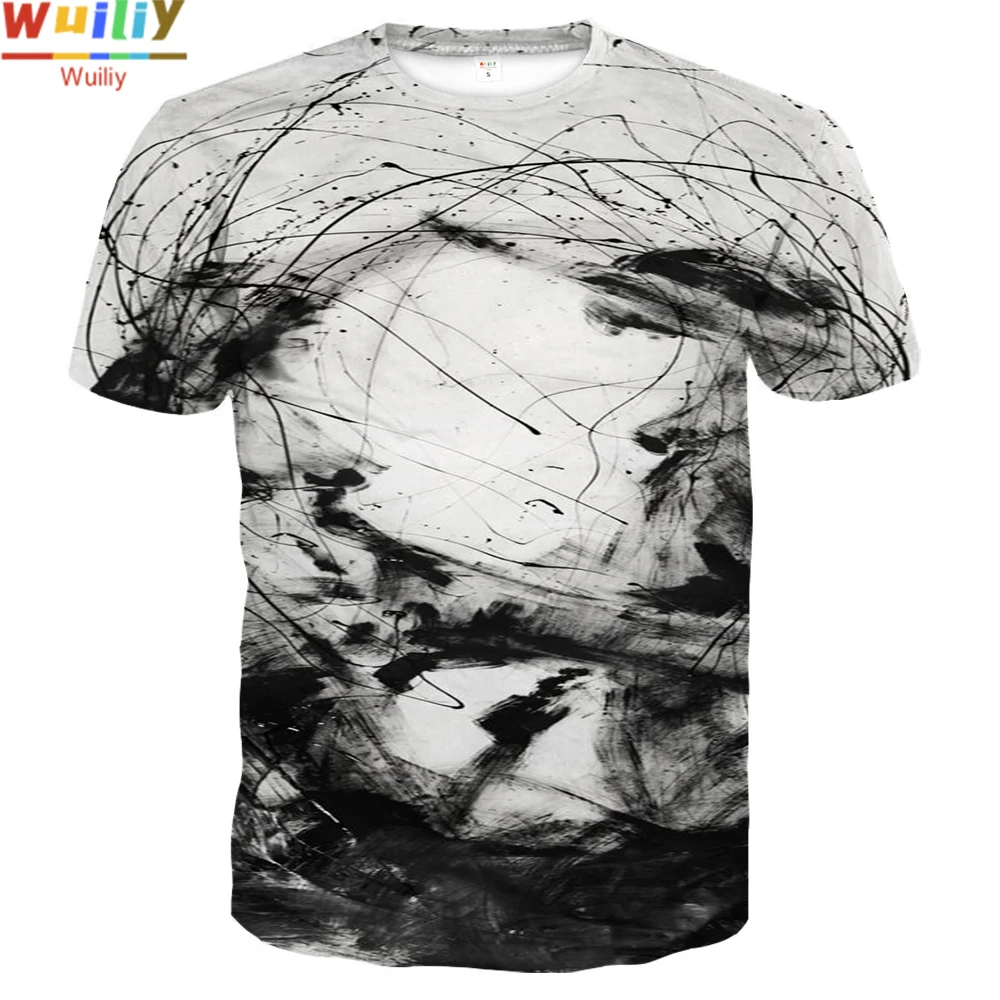 Футболка мужская с 3D рисунком круглый вырез короткий рукав повседневный красный