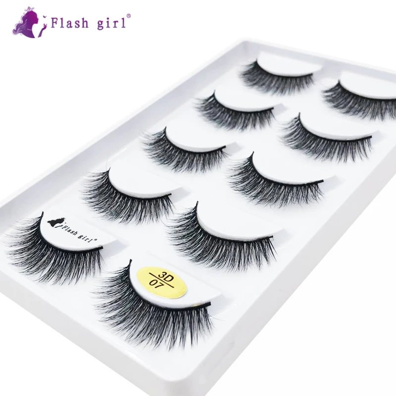 

Flash Girl 3D-07 3D Faux Mink Eyelashes Natural False Eyelashes 5 Pairs of Eyelashes 100% Handmade Lashes