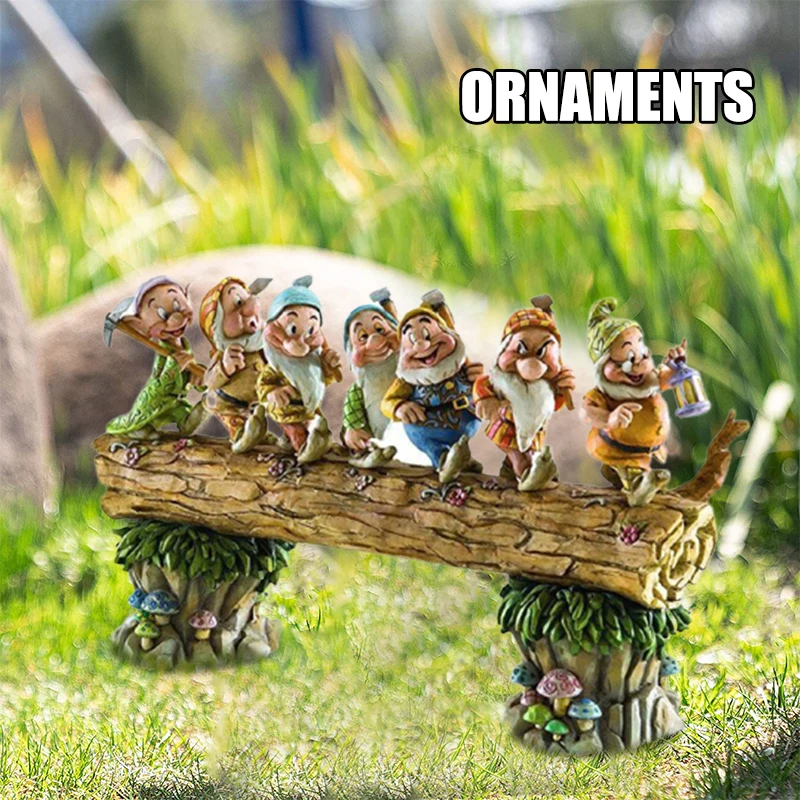 

Seven Dwarf Trees Gnome Garden Statues Mini Gnomes Resin Figurine Fairy Garden Set Seven Dwarfs for Home Gardens Accessories