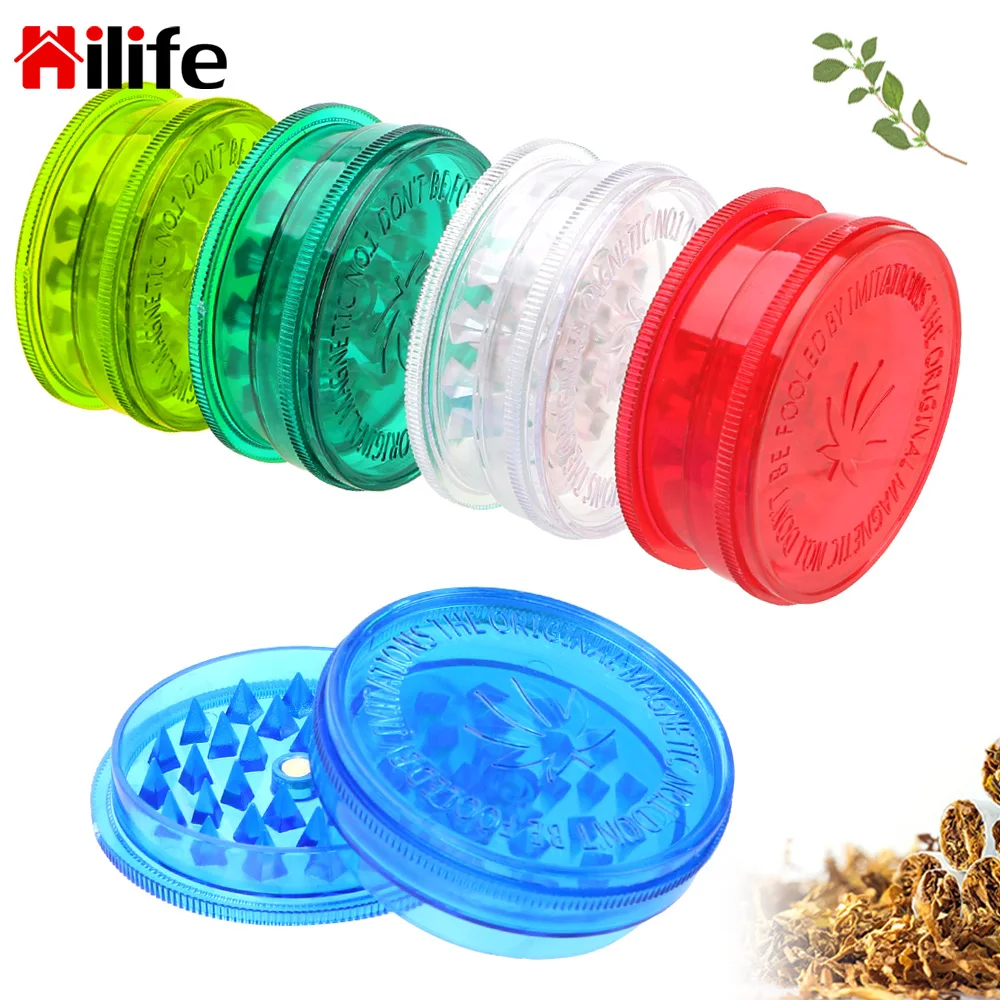 

3 Layer Smoking Accessories Round Shape Plastic Tobacco Grinder Herb Grinder Tobacco Shredder Spice Mill Crusher Color Random