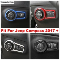 head lights lamps adjustment switch button panel cover trim bezel molding cover trim for jeep compass 2017 2020 accessories