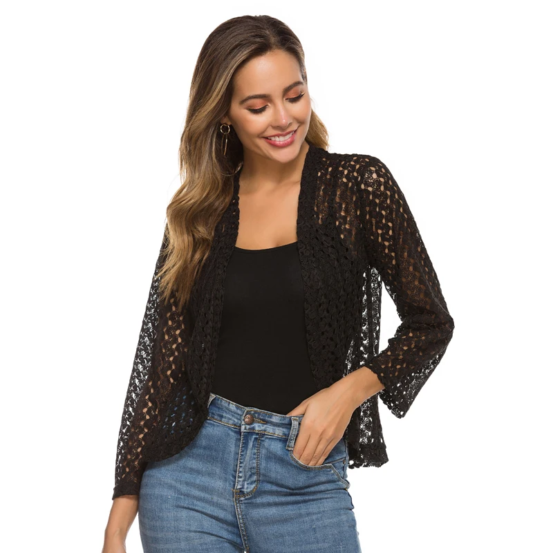 Amikast 2021 Модный Новый Кардиган куртка летняя полый Тонкая Солнцезащитная блузка