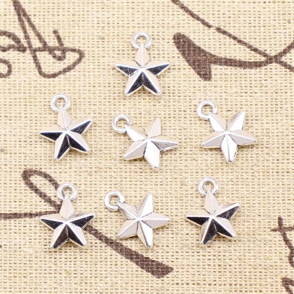 

Star Charms Supplies For Jewelry Making Kit Antique Silver Color 20pcs 14x11mm