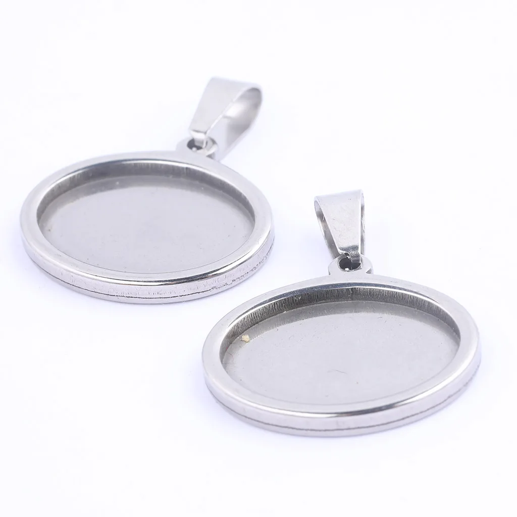 Овальные оправы для кабошона из нержавеющей стали 5 шт./лот Пустые Подвески 13x18 мм