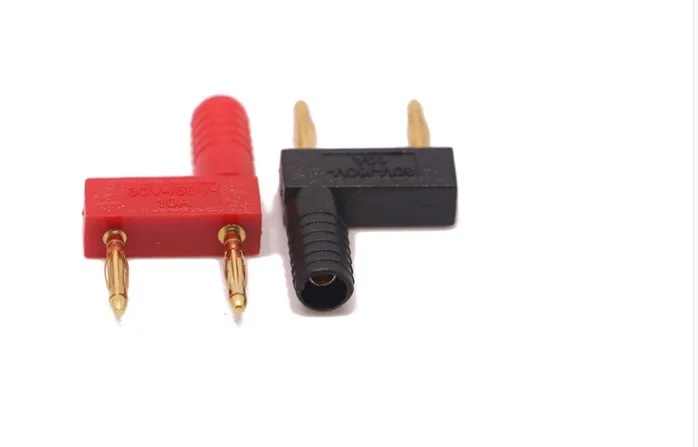Штекер банановый [SA] AD1403 4 мм Красного/черного цвета перемычка 2 с коротким
