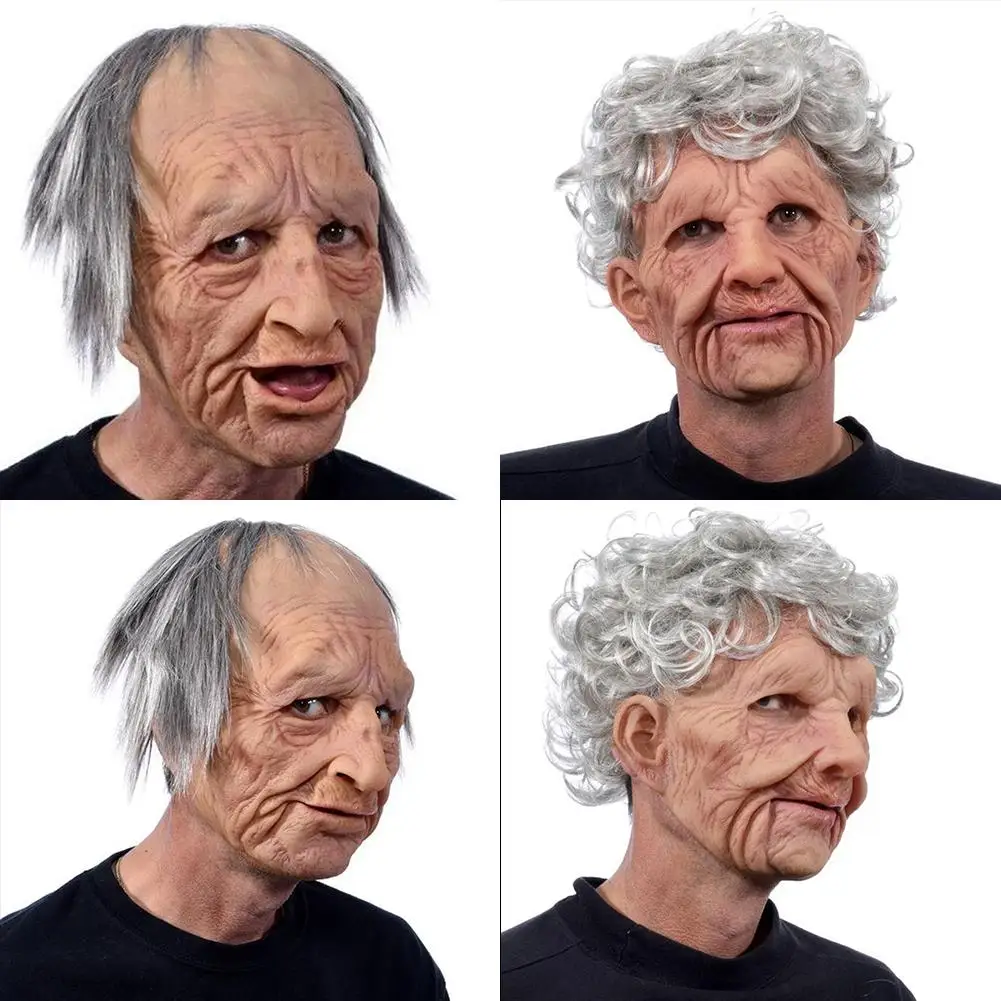 Латексная Маска для Хэллоуина яркий дизайн Для дедушки и бабушки маска пожилых