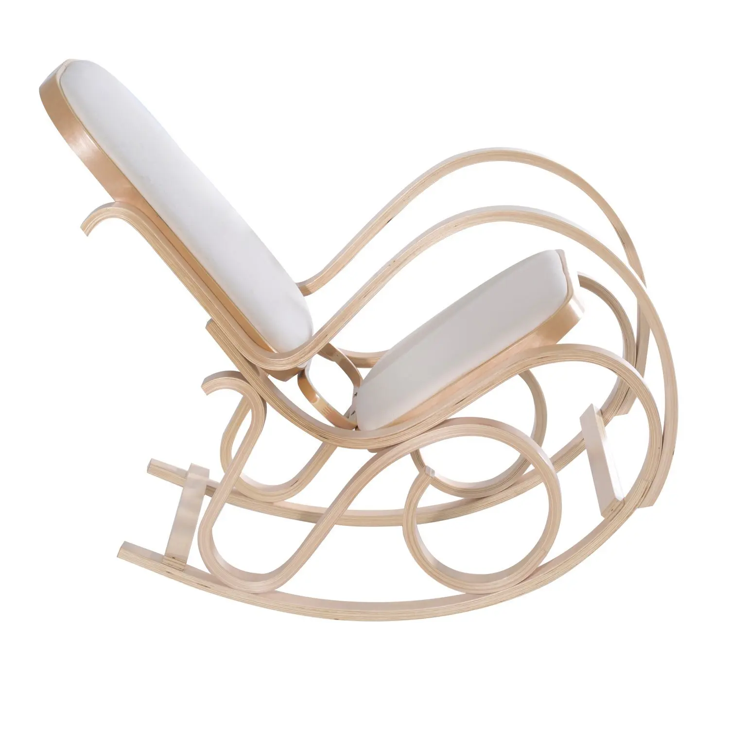 HOMCOM Silla Balancin Mecedora tipo Sillon de Madera para Descanso o Lactancia Estilo vintage con Esponja 53 5x97x101 cm| |