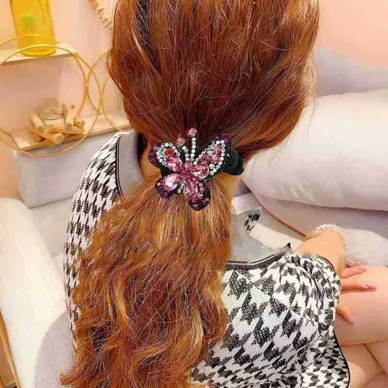 

Butterfly Rhinestone Temperament Hair Band Women Girls Headwear Headband Hair Ponytail Holder Accessories C6G5