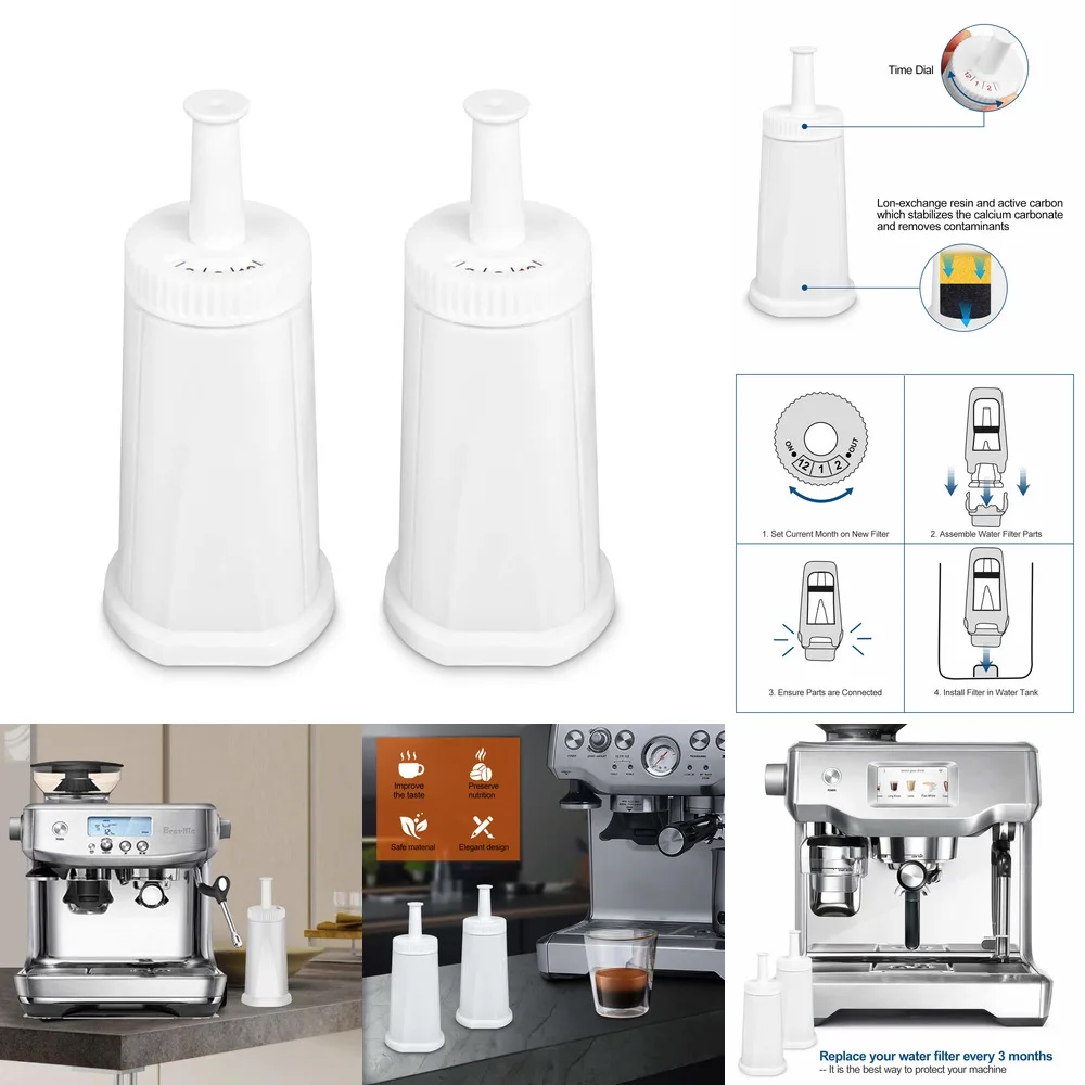 

2pcs Lirex Coffee Machine Water Filter for Sage BES008, Replacement Filter Cartridge with Activated Carbon 990/980/878/880
