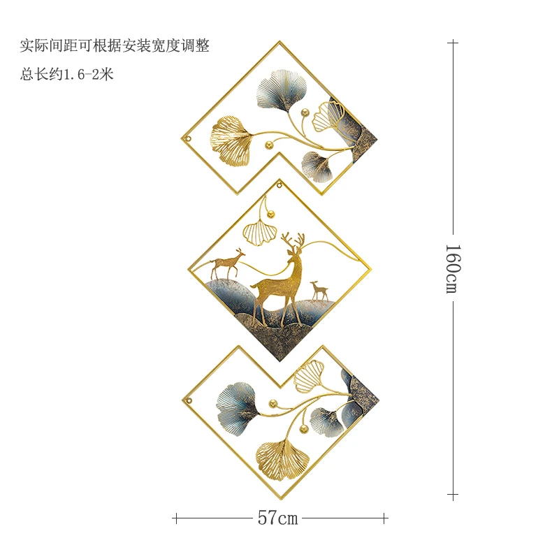 

Light Luxury Wall Pendant Modern Ginkgo Sofa Living Room Wrought Iron Background Wall Hanging Decoracion Room Decoration ED50BS