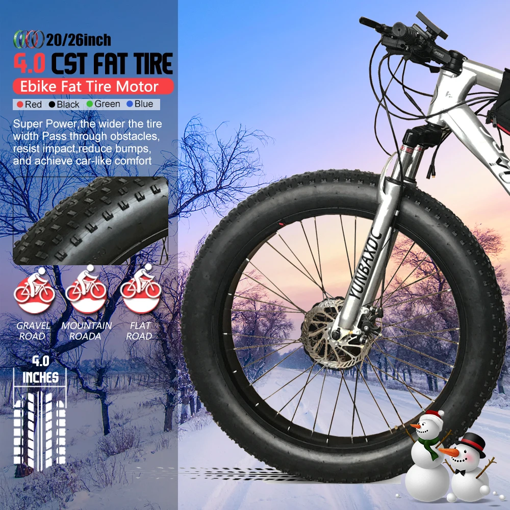 Snow Electric Bicycle Conversion Kit 20 26 inch 36V 500W Front Brushless Hub Motor Wheel 4 color for Fat Bike | Спорт и развлечения
