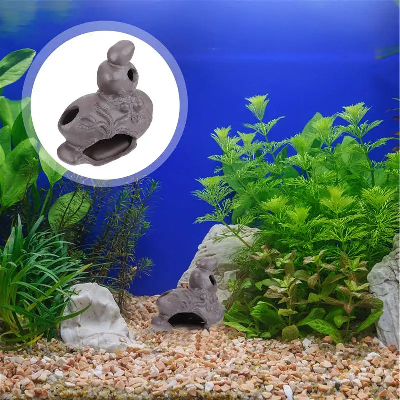 

1Pc Quadrivium Decoration Purple Sand Durable Landscaping Hideaway Hut Fish Tank Ornament
