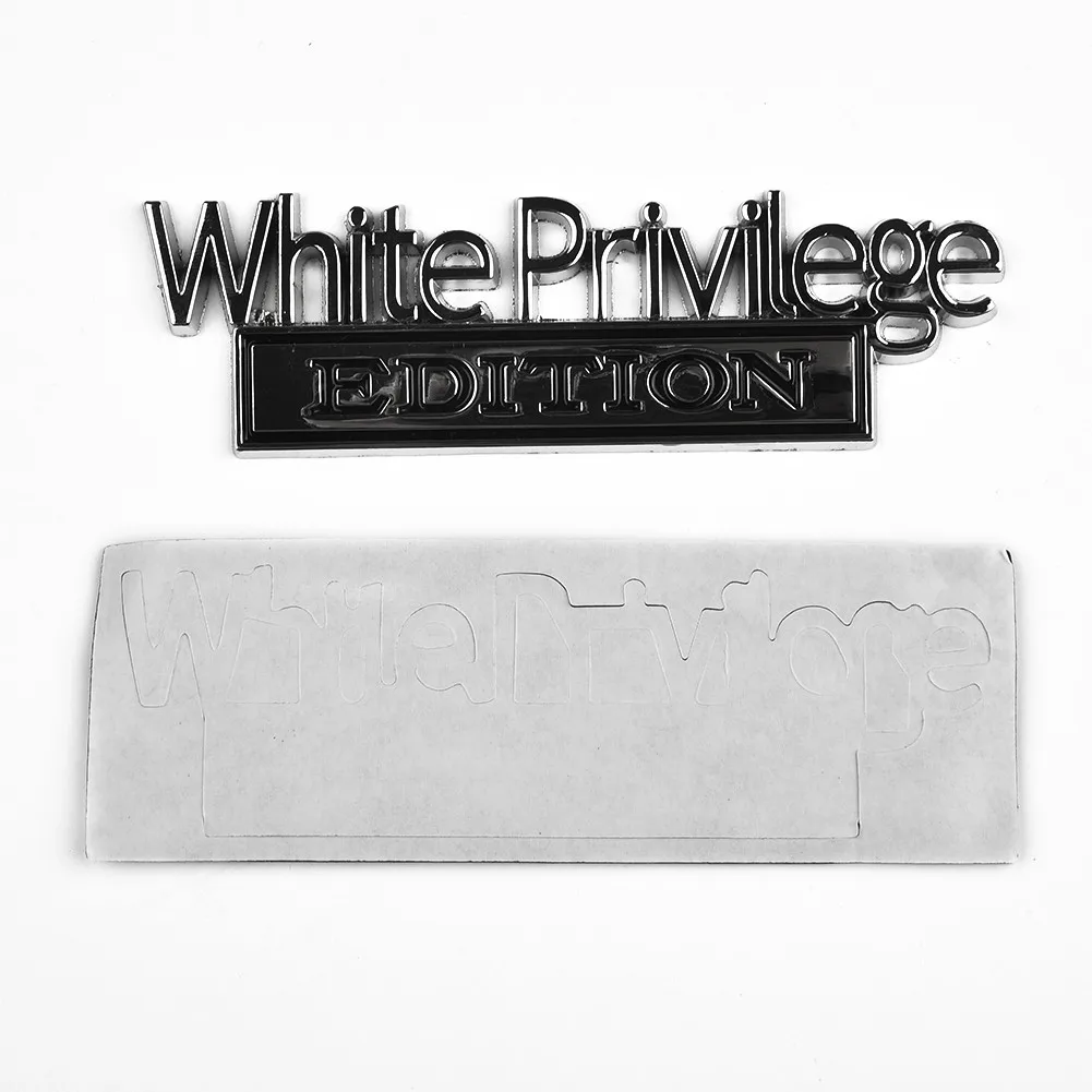 

White Privilege Edition Car Truck 3D Letter Fender Emblem Badge Sticker Decal Letter Personalized Car Decals Water Proof