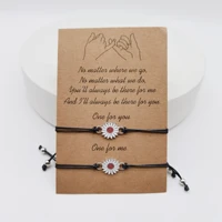 new design sunflower daisy rope chain adjustable wax thread woven friendship card bracelet