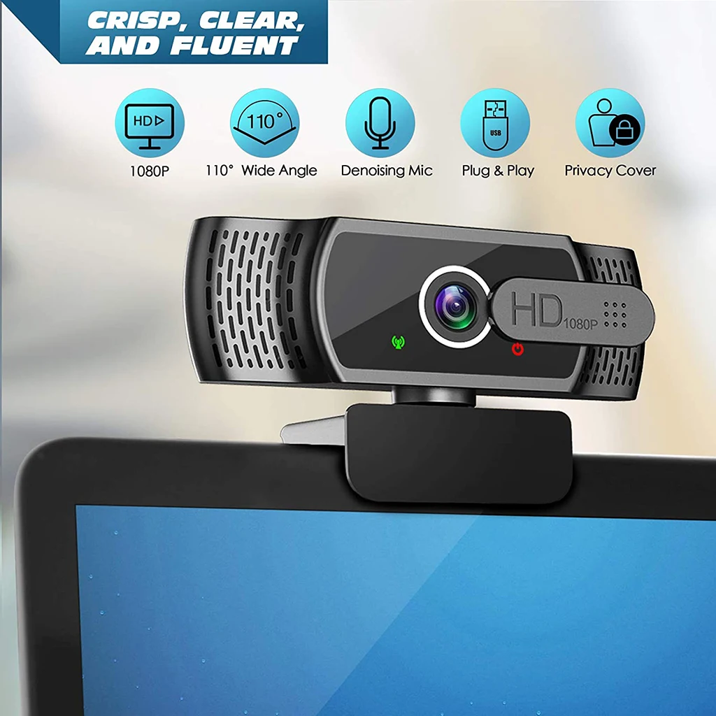 

1080P AutoFocus Webcam Computer USB Web Camera Built in Mic 360° Live Broadcast Video Class Beauty for Teaching Conference