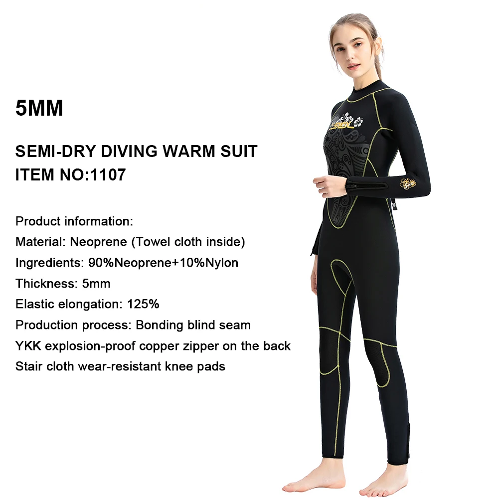 Новинка 2021 Женский гидрокостюм 5 мм неопреновый флисовый удерживающий тепло в