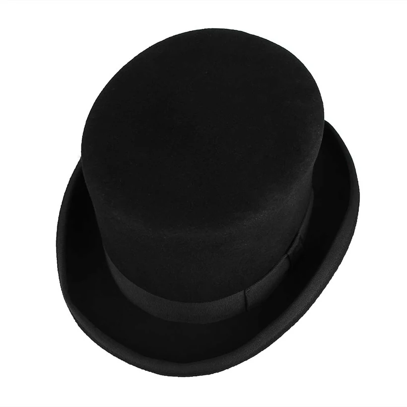 13cm 100% Wool Felt Top Hat For Men/Women Costume Fedora Derby Magician Hat New Cylinder Hat Topper Mad Hatter Magic Party