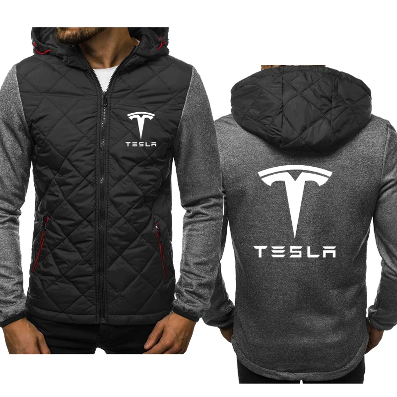 

Spring Autumn Men's Zip Jacket Tesla Car Logo Printing Cotton Fashion Casual Men's Jackets High Quality Cotton Zipper Jacket