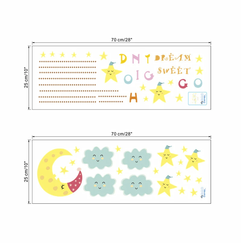 

Sweet Dream With Moon Stars Pattern Wall Stickers For Kids Room Bedroom Home Decoration Diy Cartoon Mural Art Pvc Decals Posters