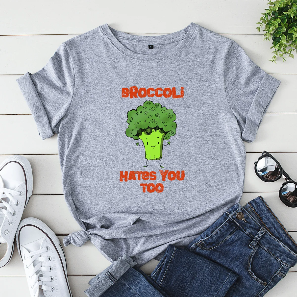 

Vegan Broccoli Print T Shirt Women 100% Cotton Short Sleeve Basic Tee Harajuku Cartoon Funny Graphic Ladies Tops Summer Tshirt