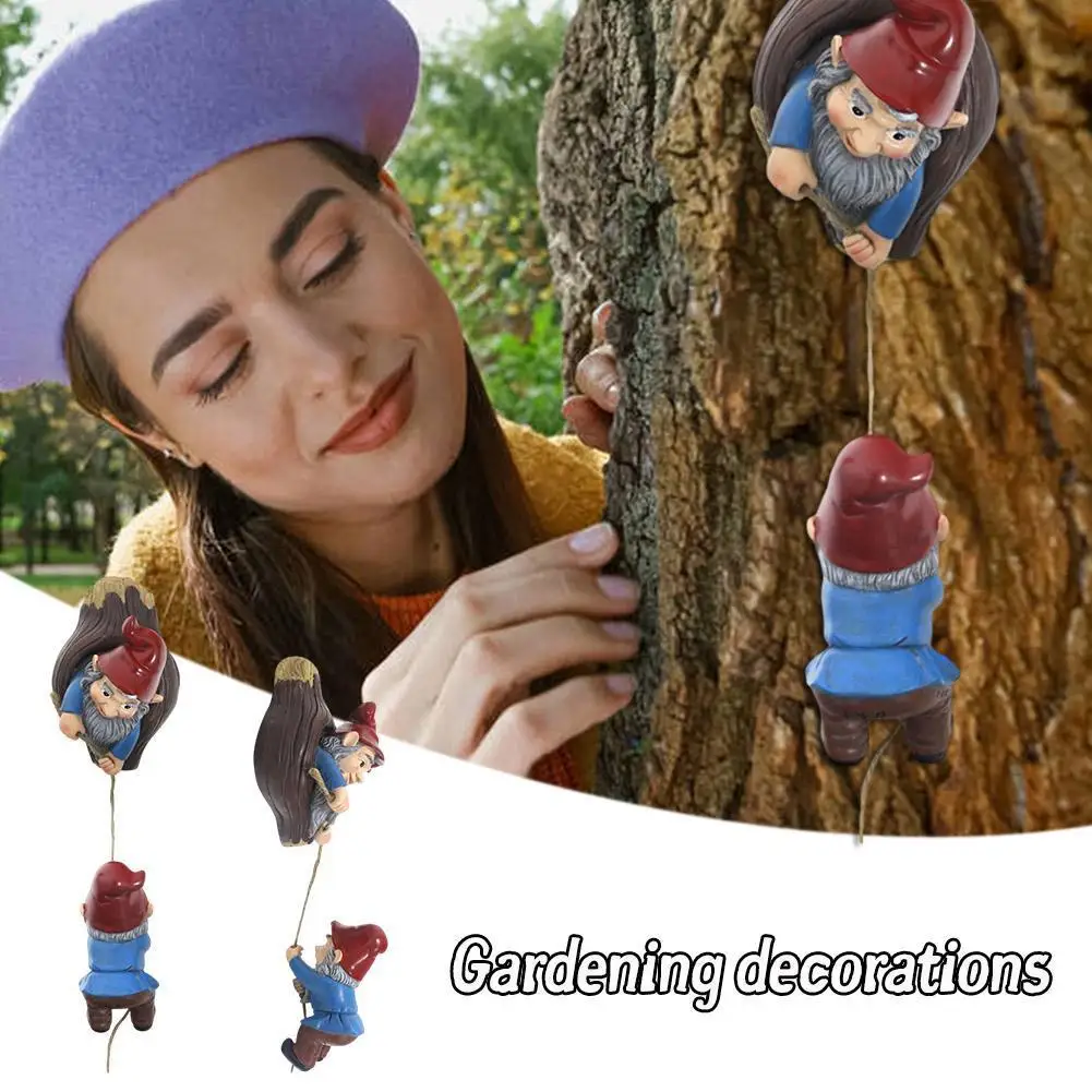 

Tree Hanging Ornaments Garden Sculpture Cartoon Dwarf Decoration Courtyard Resin Statue Decor K5T8