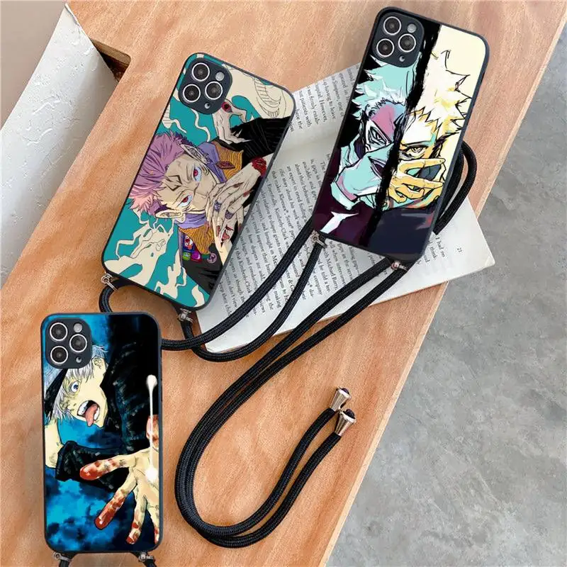 

Jujutsu Kaisen Itadori Yuji Ryomen Sukuna Phone Case For iPhone 7 8 11 12 X XS XR MINI Pro Max Plus Strap Cord Chain Lanyard