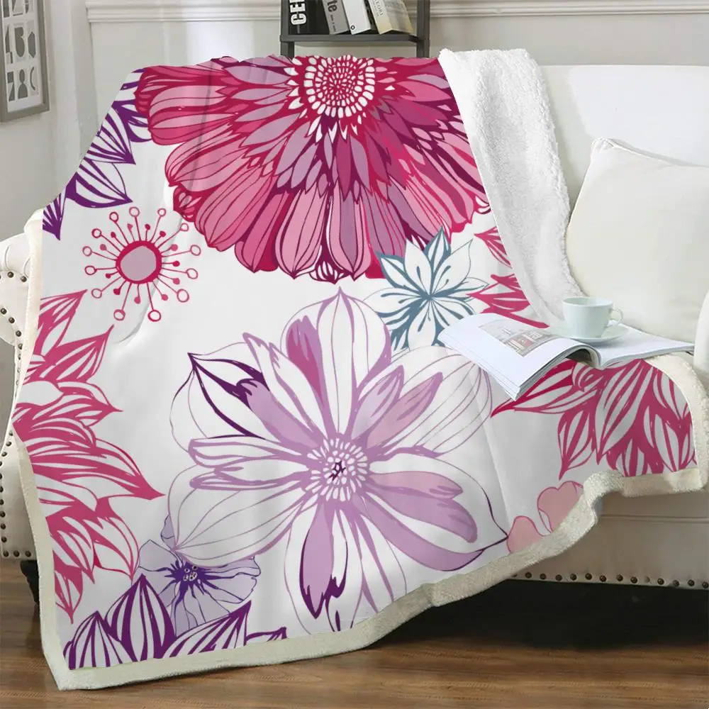 

NKNK Brank Flowers Blankets Art Blankets For Beds Retro Bedspread For Bed Colorful Plush Throw Blanket Sherpa Blanket Fashion