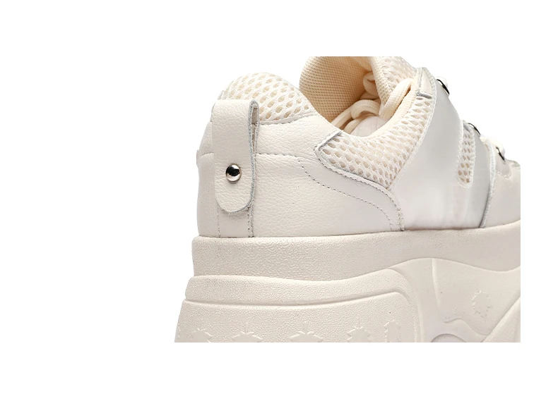 Smile Circle Genuine Leather Sneakers Women Flat Platform Shoes Autumn Breathable mesh women Thick bottom shoes