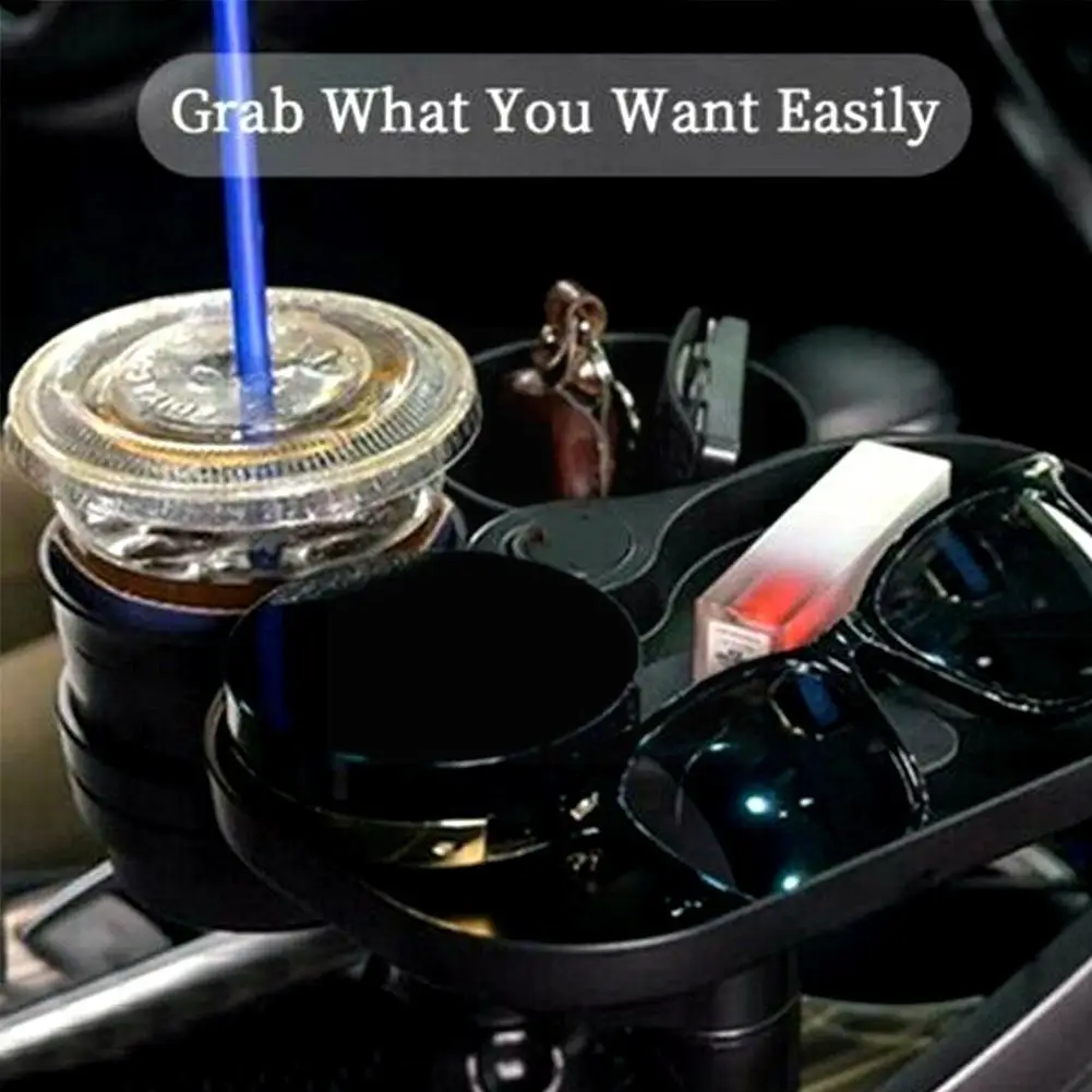 

2 in 1 Mintiml Cup Holder Expander Adapter Rotatable Tray Drinking Wireless Phone Tray Charging USB Bottle Organizer For Ve H3W9