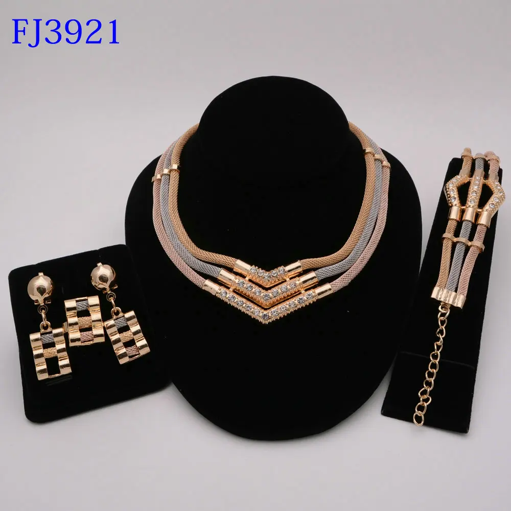 Новейшие Ювелирные наборы из Дубая золотого цвета модные нигерийские Свадебные