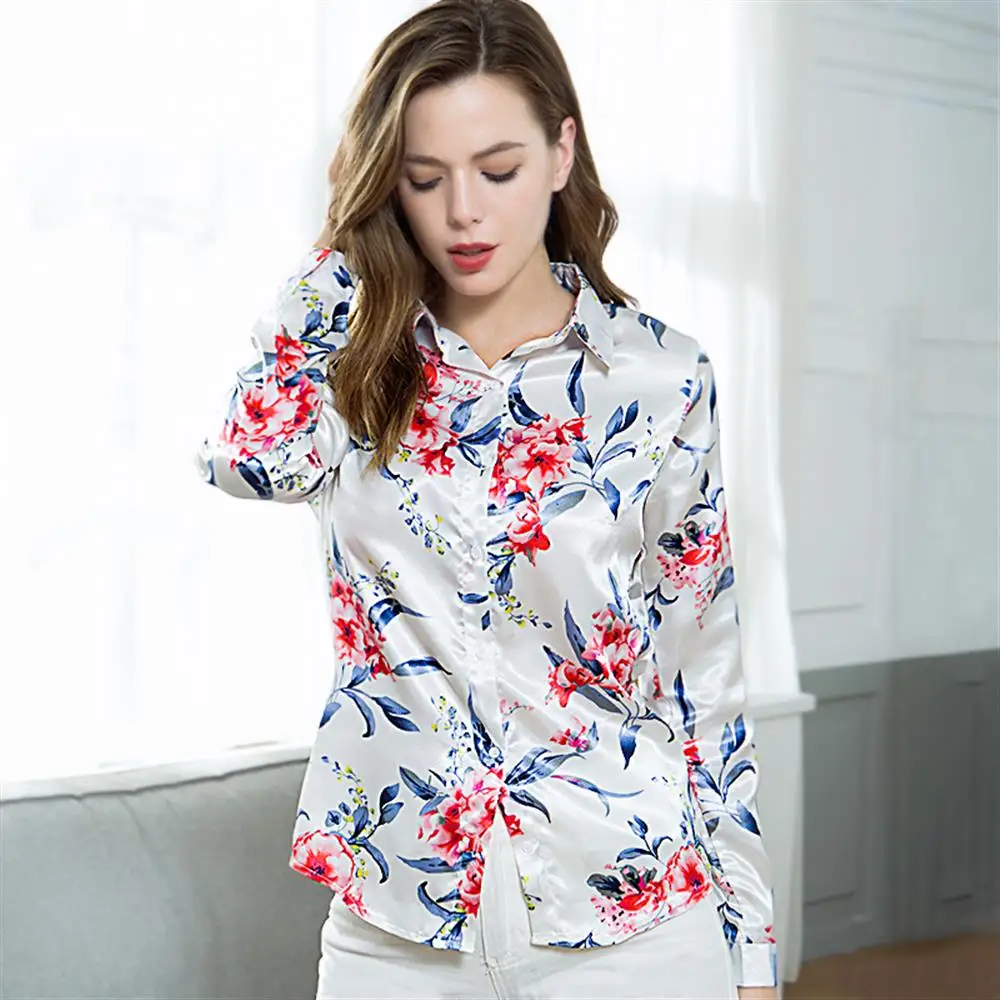 Цветочная блузка с длинным рукавом рубашки осенняя повседневная женская одежда