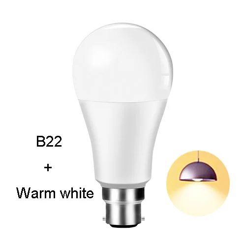 B22 warm white 15 Вт светодиодный Wifi лампочки с ампулой Intelligente E27 1800LM светодиодный умное домашнее освещение лампы Alexa/Google Home Assistant ISO/Android Поддержка - Испускаемый цвет: B22 warm white