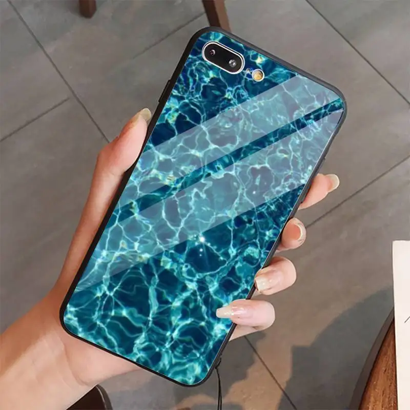 

Painting sea waves Phone Case Tempered glass For iphone 5C 6 6S 7 8 plus X XS XR 11 PRO MAX