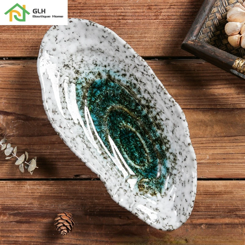 Shell Shape Ceramic Tableware Sushi Dishes Sashimi Snacks Plate Creative Oyster Dish For Japanese Restaurant Hotel |