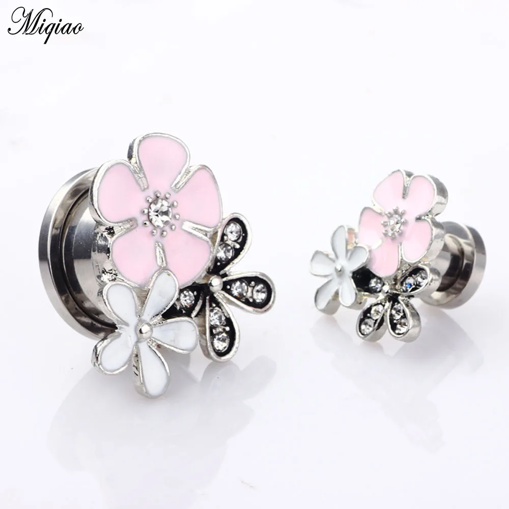 

Miqiao 2pcs Hot New Product Creative Flower Drip Piercing Jewelry Stainless Steel Ear Pinna