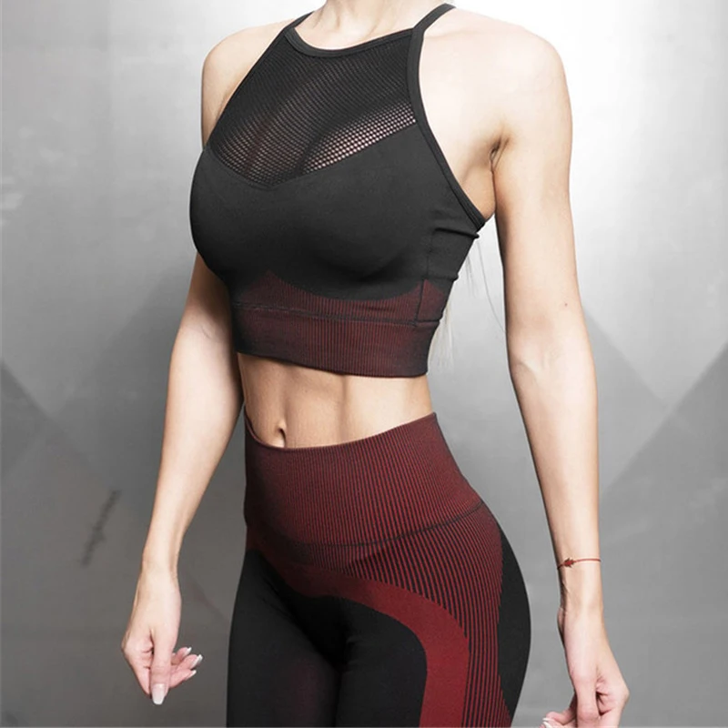 

Seamless Sports Bra For Women Gym Brassiere Seamless Yoga Bra High Impact Crop Top Fitness Women Mesh Patchwork Sport Underwear