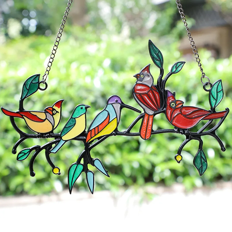

Double-Sided Oil Dripping Color Alloy Technology Color Hummingbird Window Pendan Bird House Decoration Dropshipping
