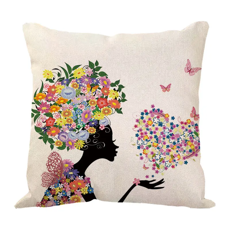 

Hot Sale Beauty Girl Pillow Case Home Cushion Cover Decorative Pillows Cover Northern Europe Pillow Case Sofa Cushion Cover