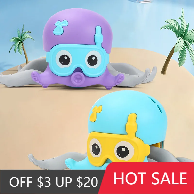 

ODILO1PCS The New Walk Octopus Water and Land Dual Purpose Crawl Octopus Toy Leash Play In The Water Baby Bathroom Toy