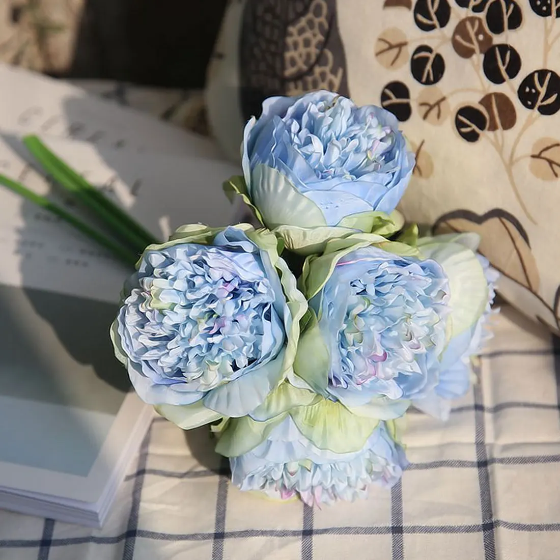 1pcs Silk 5 Heads Artificial Flowers Peony Bouquet for Wedding Decoration Peonies Fake Hydrangeas Home Decor | Дом и сад