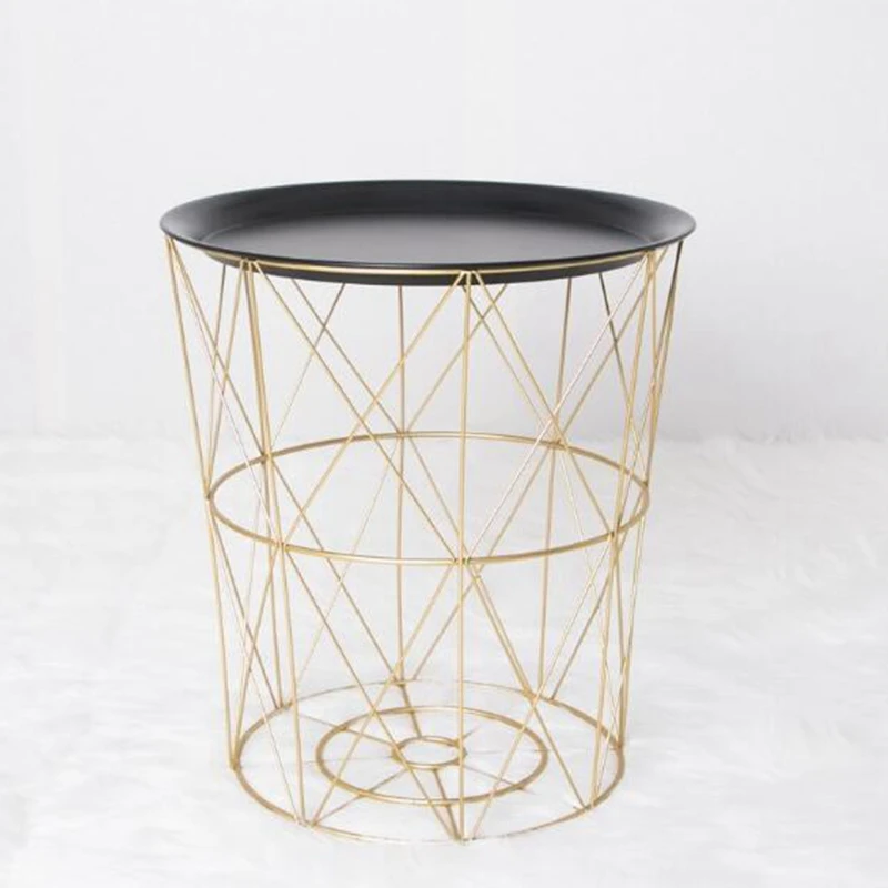 Креативный скандинавский Золотой металлический журнальный столик корзина для