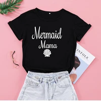 mermaid mom mama letters tshirts print women 100 cotton t shirt casual funny o neck short sleeve top tee for mothers day gift