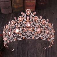 diezi baroque 6 colors bridal luxury crown tiaras wedding princess queen pink crystal diadem tiaras women hair accessories