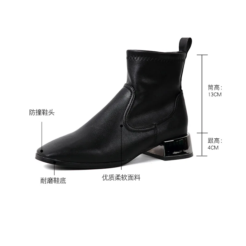 Высококачественные женские ботинки с острым носком кожаные популярные весенние
