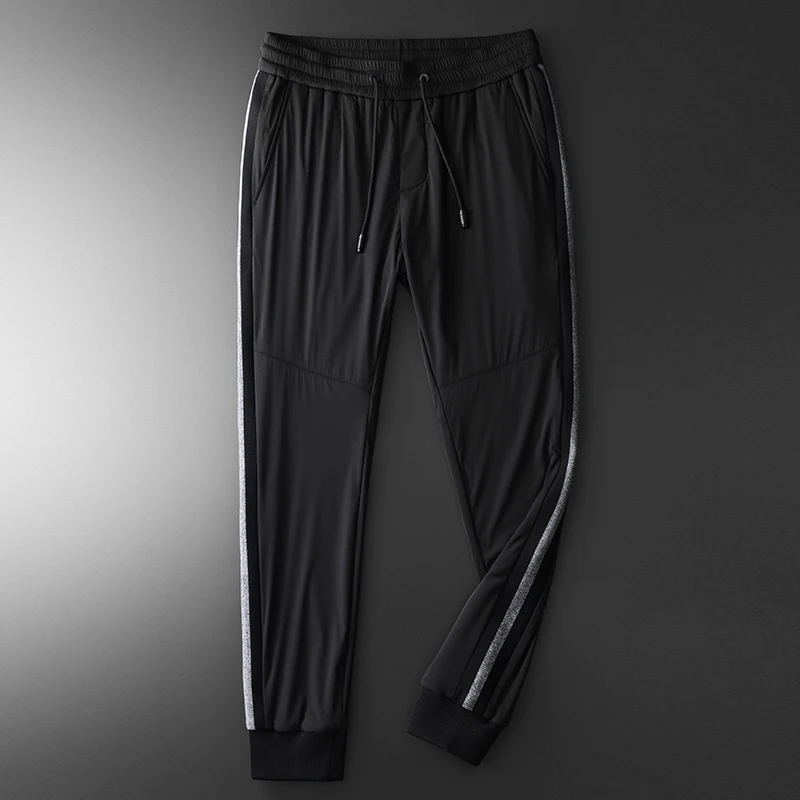 Брюки мужские с эластичной резинкой на талии роскошные черные облегающие брюки