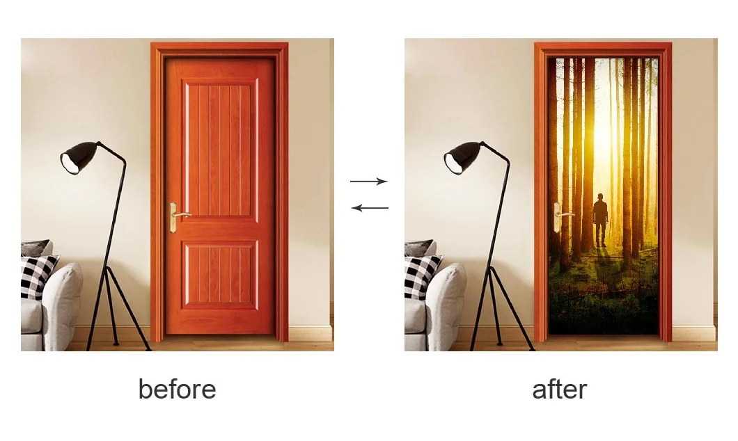 

Sticker On The Door Abstract Landscape Self Adhesive Wallpaper Diy Print Picture Wall Art Mural Wardrobe Renovation Home Decor