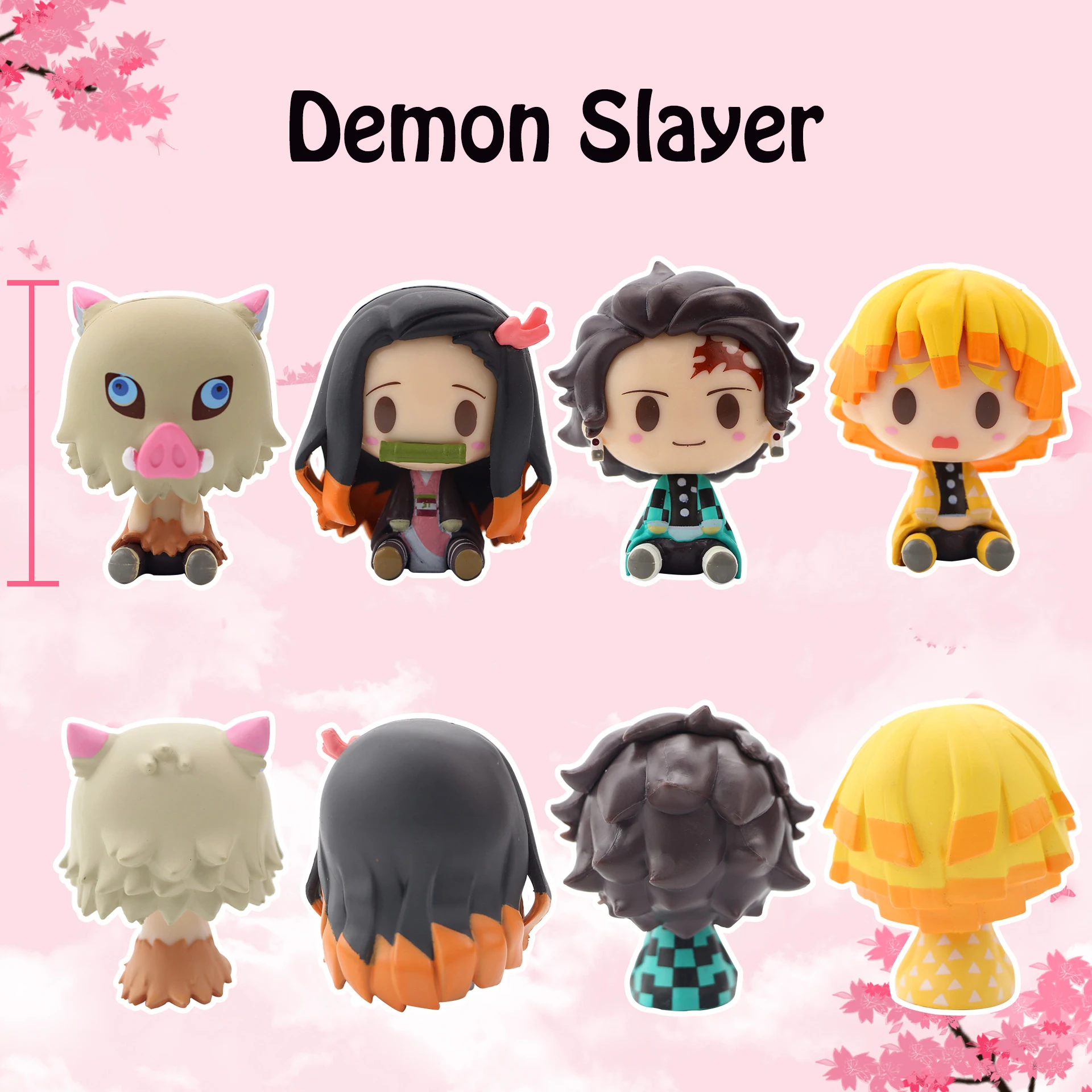 

4pcs/set Anime Demon Slayer Doll Seated Version Tanjiro Nidouko Kitchen Door Demon Slayer Kawaii Figure Kids Toy Gift PVC Dolls