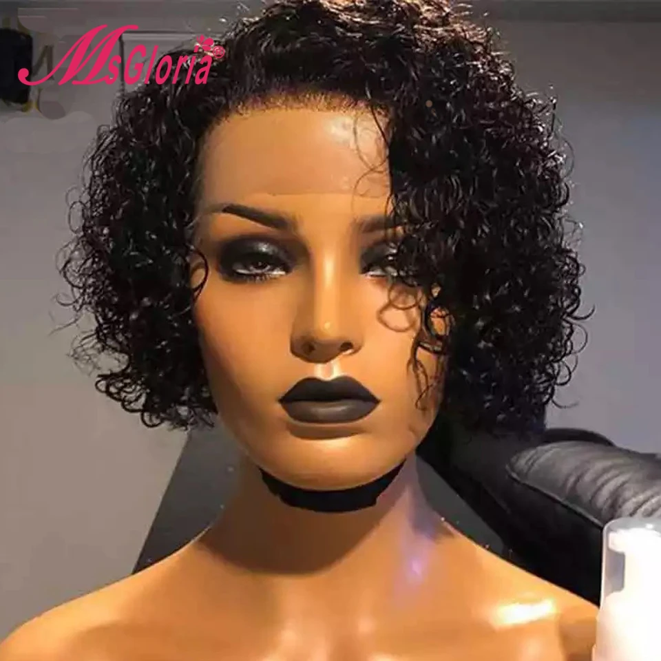 Короткий парик Боб фальшивой резки 13x6 парики из человеческих волос на сетке