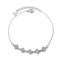 925 sterling silver four leaf bracelet woman simple personality style party jewelry white gemstone bracelet