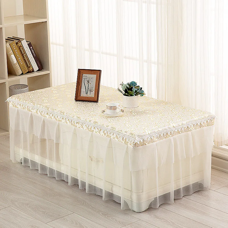

High-end Household Lace Edge Linen Tablecloth Rectangular Coffee Table Cover Rectangular Tablecloth Decorative Dust Cover